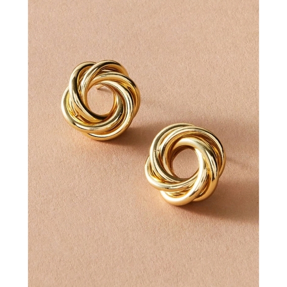 Anthropologie Jewelry - Anthropologie Classy Chanel Rope Gold Stud Earrings